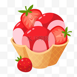 雪糕草莓图片_夏日草莓圣代