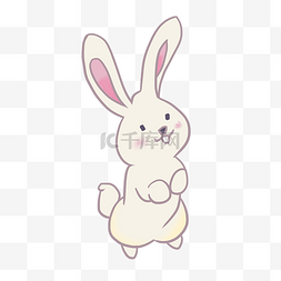 耳朵短毛图片_手绘白色的兔子插画