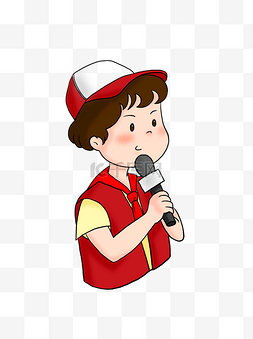 记者节标志图片_可爱卡通戴红领巾的小记者