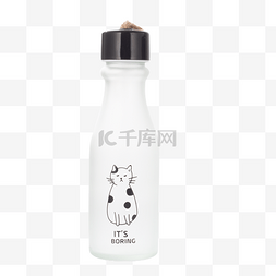 黑色亮光图片_白色可爱小猫瓶子元素