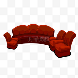 座椅红色图片_红色卡通组合沙发