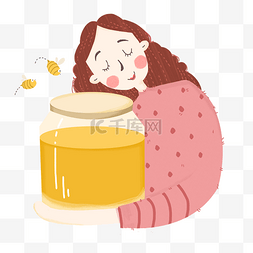 养生食材手绘图片_简约秋季养生食材养生食物蜂蜜罐