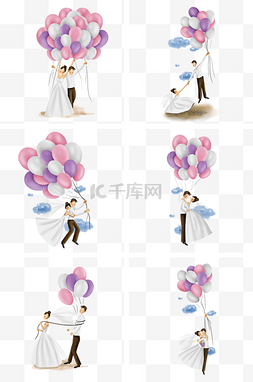 婚礼度蜜月图片_气球婚礼新郎和新娘