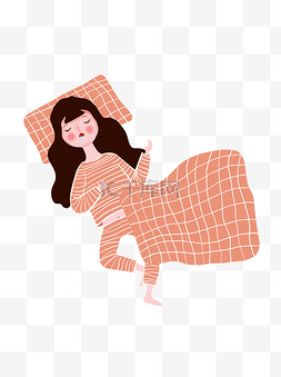 睡觉的枕头图片_睡觉流口水的小女孩插画元素