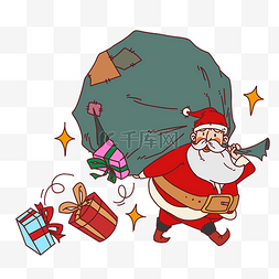 圣诞老人和礼袋插画