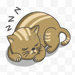 猫咪卡通睡觉图片_棕色呼呼睡觉猫咪