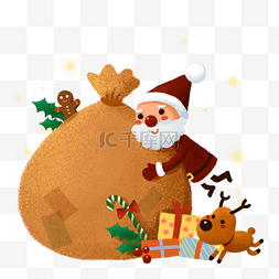 圣诞麋鹿铃铛图片_Q版圣诞老人和圣诞麋鹿PNG免抠素