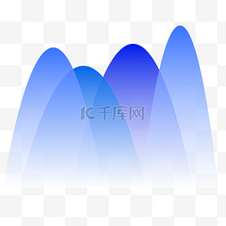 红旗小山图片_卡通蓝色山峰矢量图