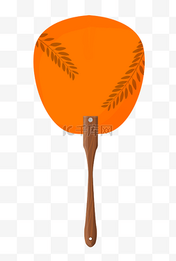 漂亮橙色树叶图片_古风圆形扇子