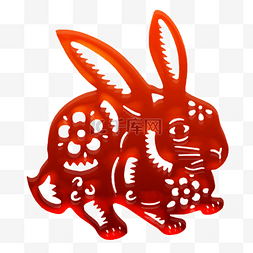 剪纸兔子红色图片_  剪纸兔子 