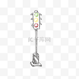 交通灯信号灯图片_红绿灯线描创意手绘