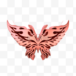 蝴蝶质感图片_C4D粉色金属质感蝴蝶装饰