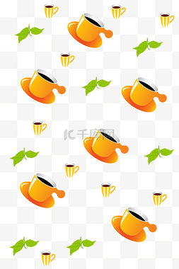 橙色手绘底纹图片_橙色茶杯底纹装饰