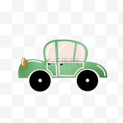 小汽车玩具图片_卡通绿色小汽车插画