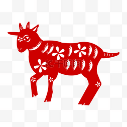 手绘的红色小花图片_红色的动物剪纸插画