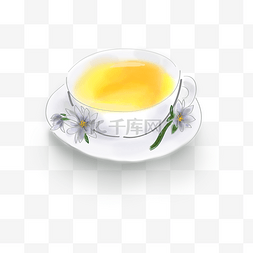 水彩茶具图片_白露手绘古风花茶