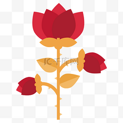 红色手绘玫瑰花图片_情人节红色的玫瑰花