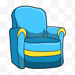 手绘蓝色的沙发插画