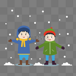 冬天下雪天雪地开心的小孩子