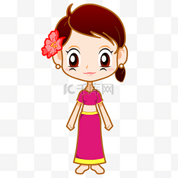 傣族小美女卡通手绘形象