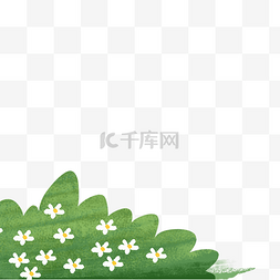 免抠图草地图片_时尚白色花朵和植物