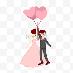 爱心、气球图片_手绘矢量卡通可爱小清新婚礼新郎