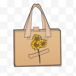 线上购物购物图片_向日葵礼物袋购物袋复古