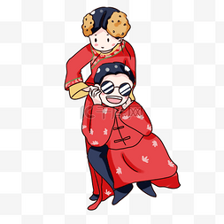 中式婚礼元素图案图片_手绘卡通中式婚礼