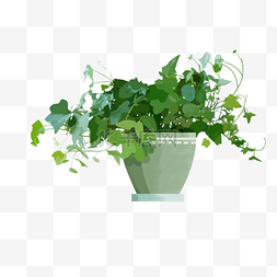 手绘绿色植物盆栽图片_手绘植物盆栽插画