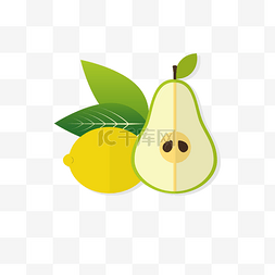 简约图案造型图片_梨子柠檬水果元素