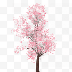 水彩免费png图片_粉红色水彩树免费下载