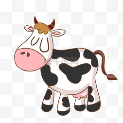 可爱手绘奶牛图片_手绘卡通奶牛插画