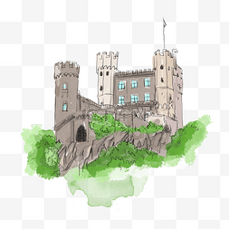 手绘城堡图片_漂亮的莱茵石城堡插画