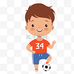 2018足球世界杯卡通手绘踢足球小男孩