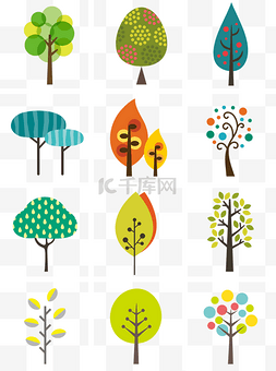 绿色手绘春天树图片_通用节日多彩卡通风活动促销绿色