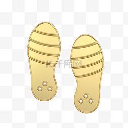 立体c4d脚印图片_C4D金色金属质感立体脚印装饰