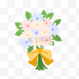 手绘新娘捧花图片_唯美手捧花向阳花插画