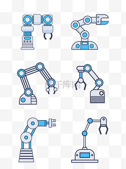 並聯型機械手臂图片_科技机器手臂人工智能蓝色装饰矢