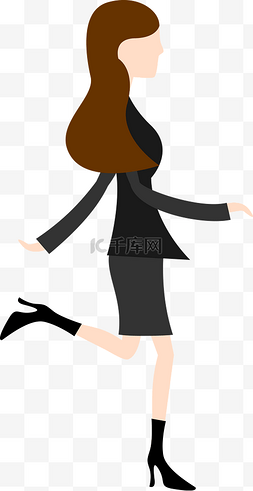 人物侧面卡通图片_行走的女性扁平风人物形象矢量图