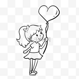 情人节气球线描插画