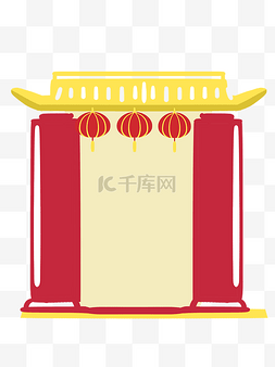 中国风红色窗框图片_中式红色手绘边框下载