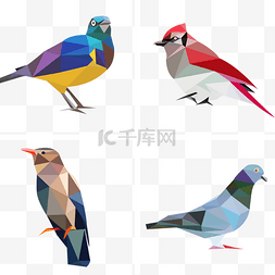 彩色鸟类图片_几何图形鸟类元素
