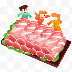 粉皮炖羊肉图片_年夜饭羊肉卷插画