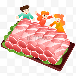 火锅羊肉卷图片_年夜饭羊肉卷插画