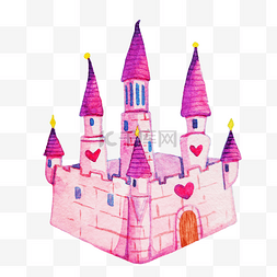 手绘粉色的城堡插画