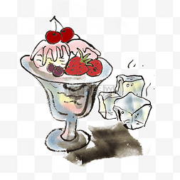 古风清凉图片_清凉一夏冰淇淋冰块手绘插画