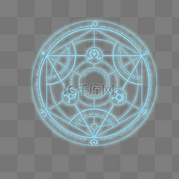 魔法阵图片_蓝色圆形多边形图案PSD透明底