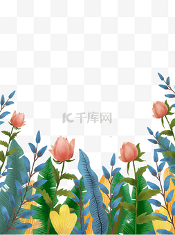 彩色叠影图片_森林花朵装饰海报素材小清新海报
