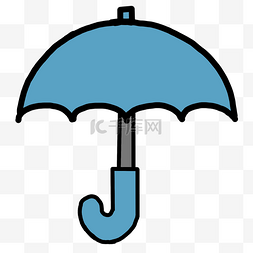 蓝色卡通雨伞素材免费下载