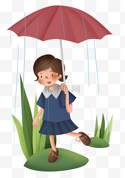 暴雨图片_二十四节气雨水雨伞和女孩